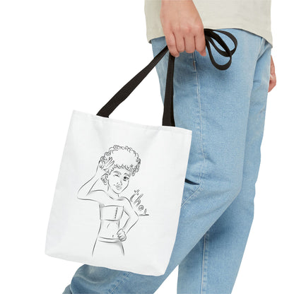 They Pronoun Tote Bag – Gender-Free, Black Line Art, Durable Polyester, Multiple Sizes | Inclusive LGBTQIA+ Accessory | Voce Lindx
