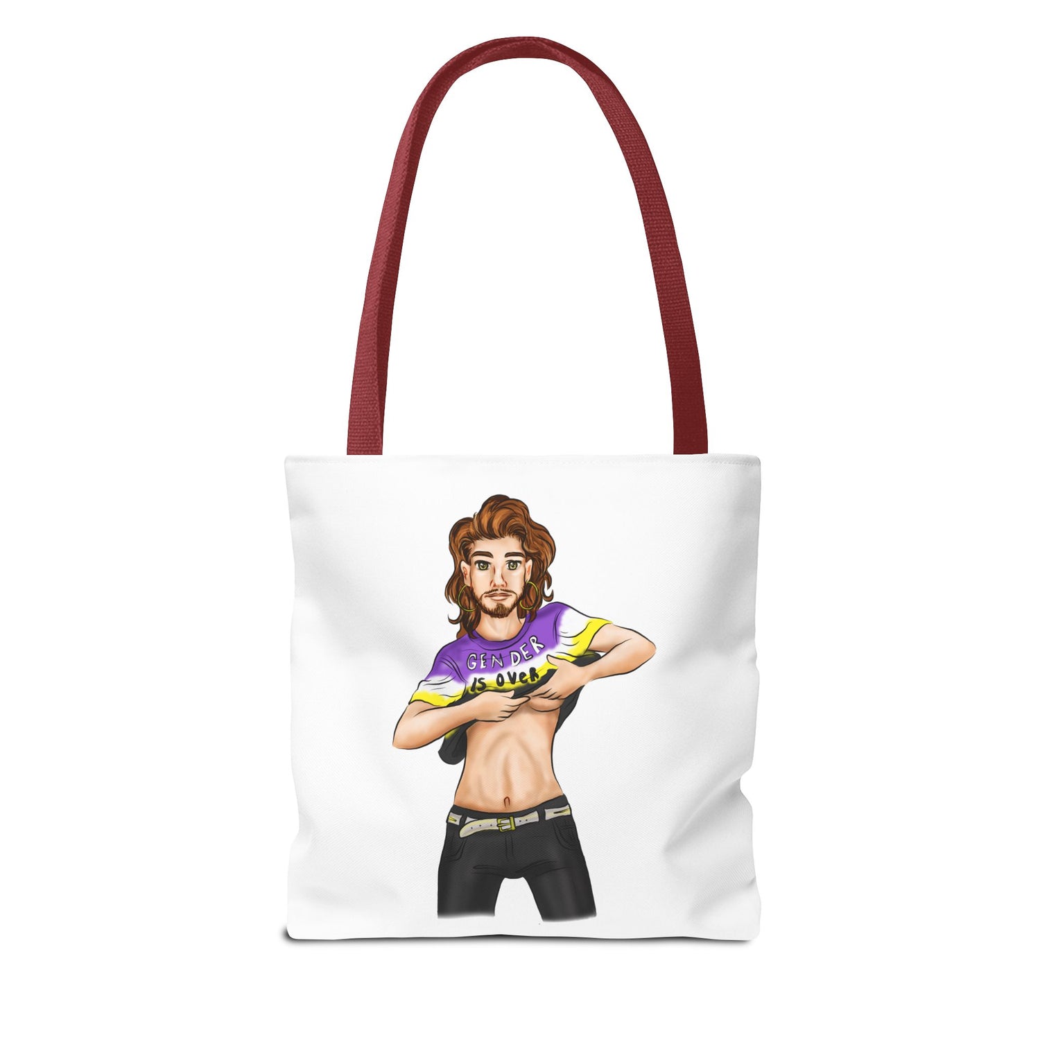 Nonbinary Pride Tote Bag – “Gender Is Over” Art, Durable Polyester, Multiple Sizes | Inclusive LGBTQIA+ Accessory | Voce Lindx