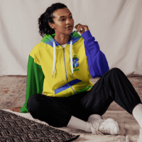 Brazil Flag Zip Hoodie – Soft Recycled Blend, Metal Zip &amp; Front Pockets | Statement Pride Wear by Voce Lindx