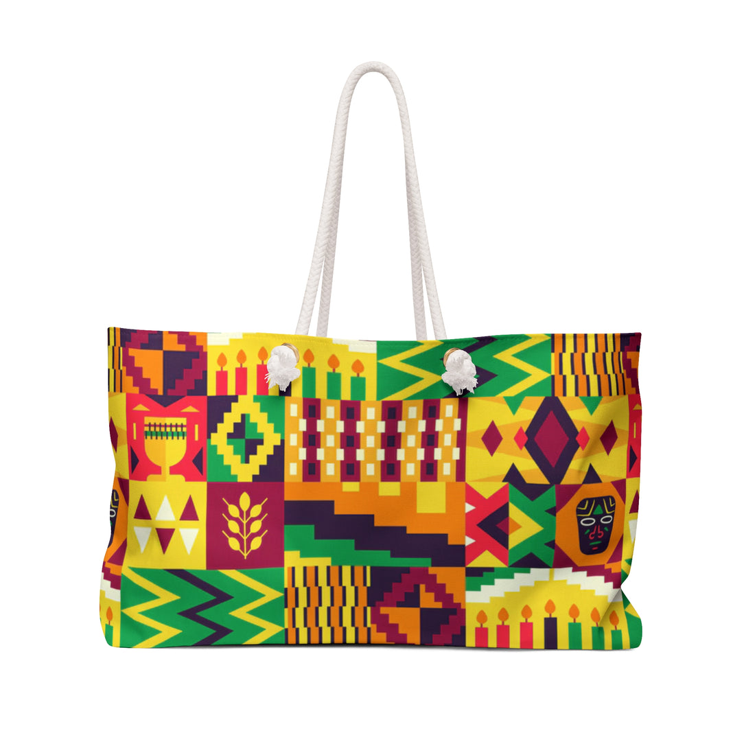 African-Inspired Weekender Bag – Oversized, Durable Polyester, Rope Handles | Travel Tote | Voce Lindx