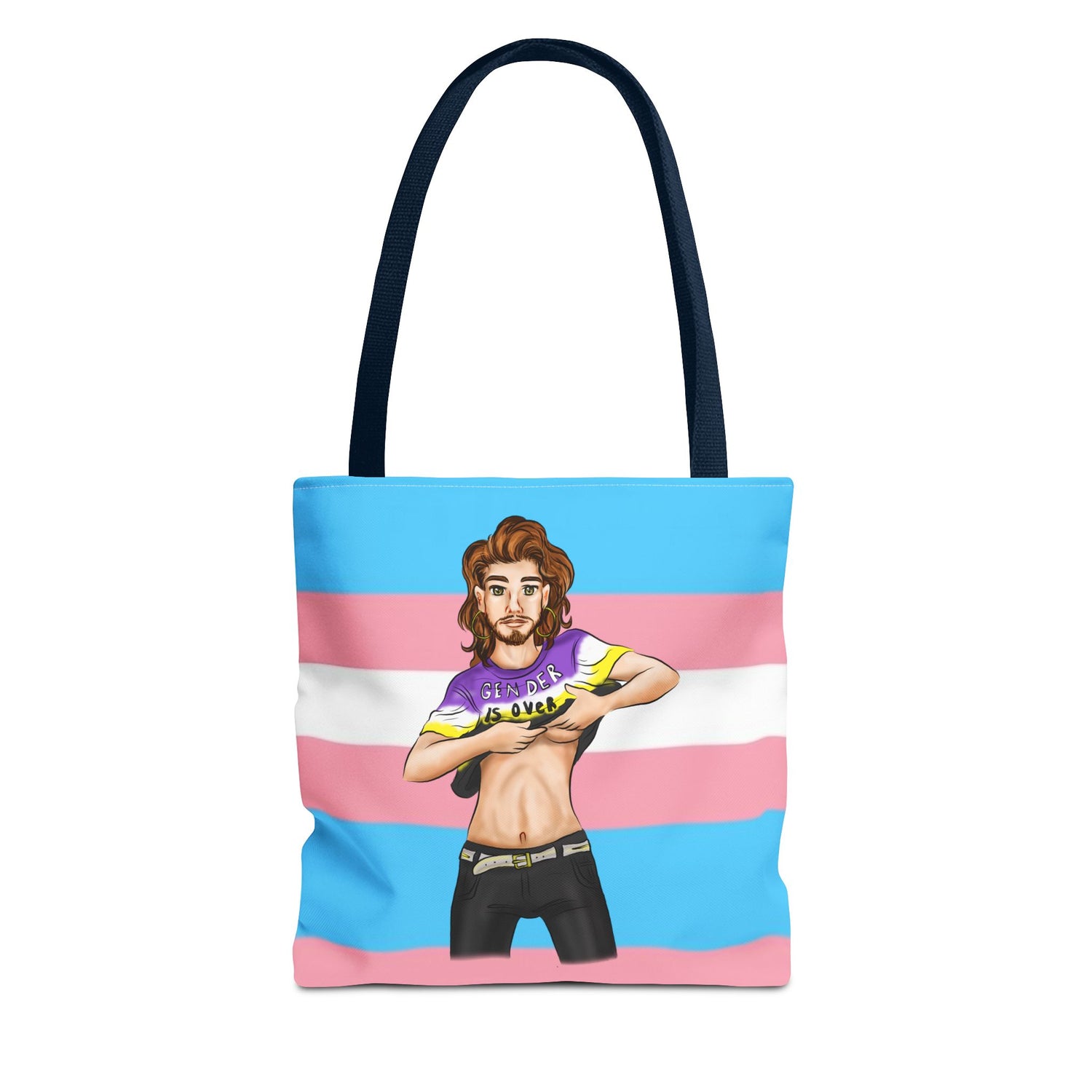 Trans Pride Tote Bag – “Gender Is Over” Art, Durable Polyester, Multiple Sizes | Inclusive LGBTQIA+ Accessory | Voce Lindx