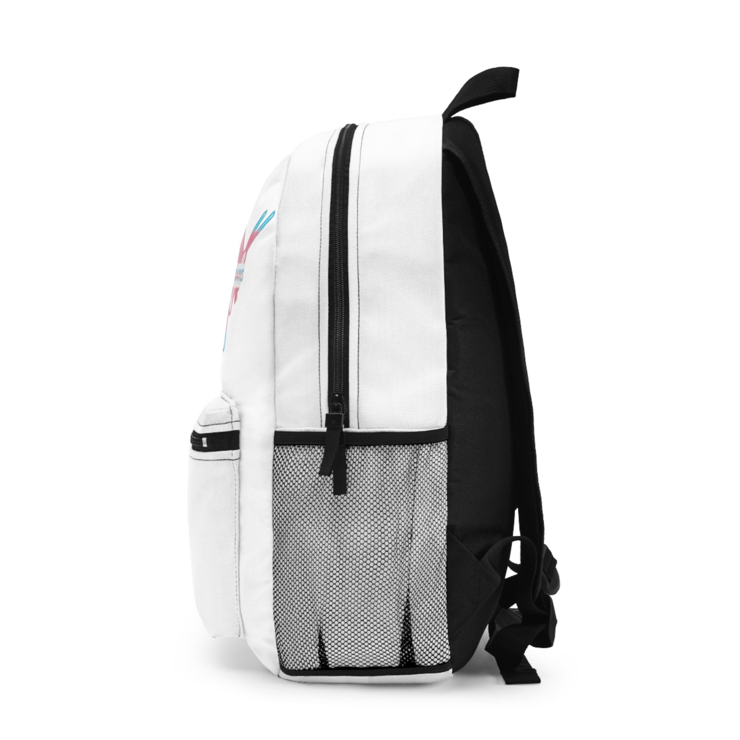 VOCE LINDX ‘Trans em Trans’ White Backpack – Water-Resistant Lightweight LGBTQIA+ Bag with Butterfly Earth Print