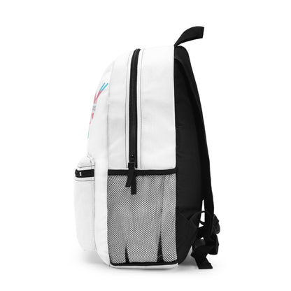 VOCE LINDX ‘Trans em Trans’ White Backpack – Water-Resistant Lightweight LGBTQIA+ Bag with Butterfly Earth Print