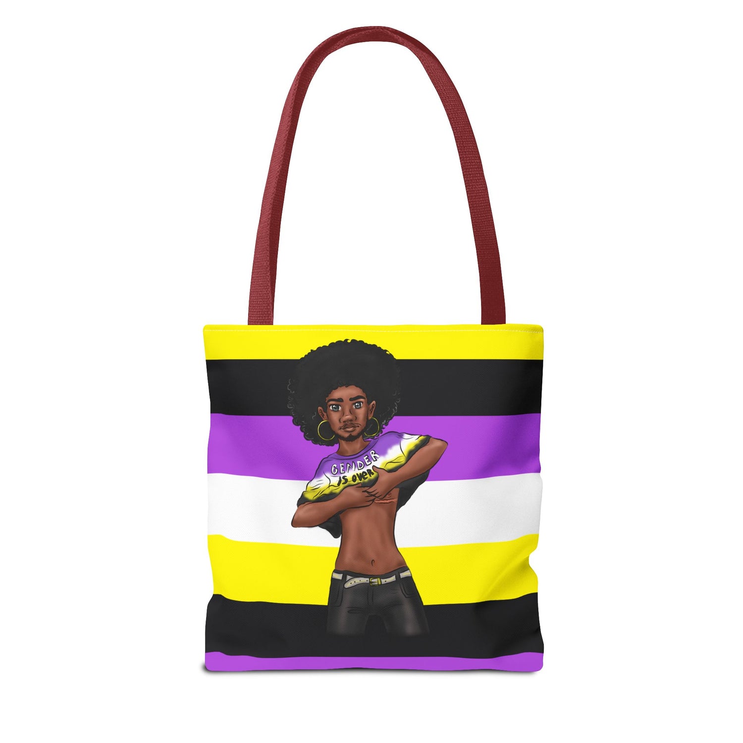 Nonbinary Pride Tote Bag – “Gender Is Over” Art, Durable Polyester, Multiple Sizes | Inclusive LGBTQIA+ Accessory | Voce Lindx