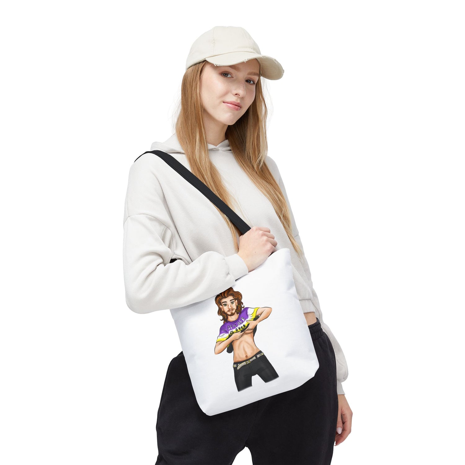 Nonbinary Pride Tote Bag – “Gender Is Over” Art, Durable Polyester, Multiple Sizes | Inclusive LGBTQIA+ Accessory | Voce Lindx