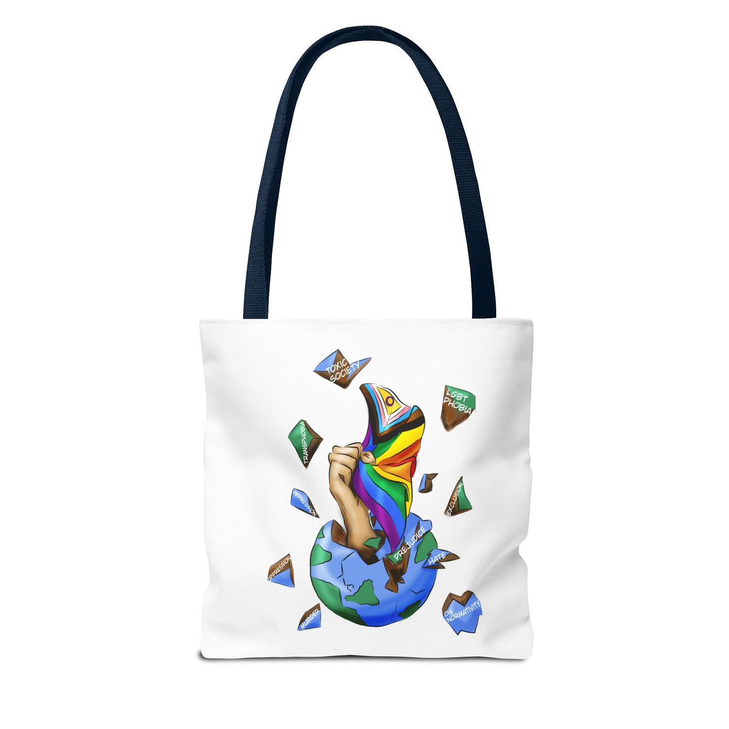 Progress Pride Flag Tote Bag – Breaking Barriers Art, Durable Polyester, Multiple Sizes | Inclusive LGBTQIA+ Accessory | Voce Lindx