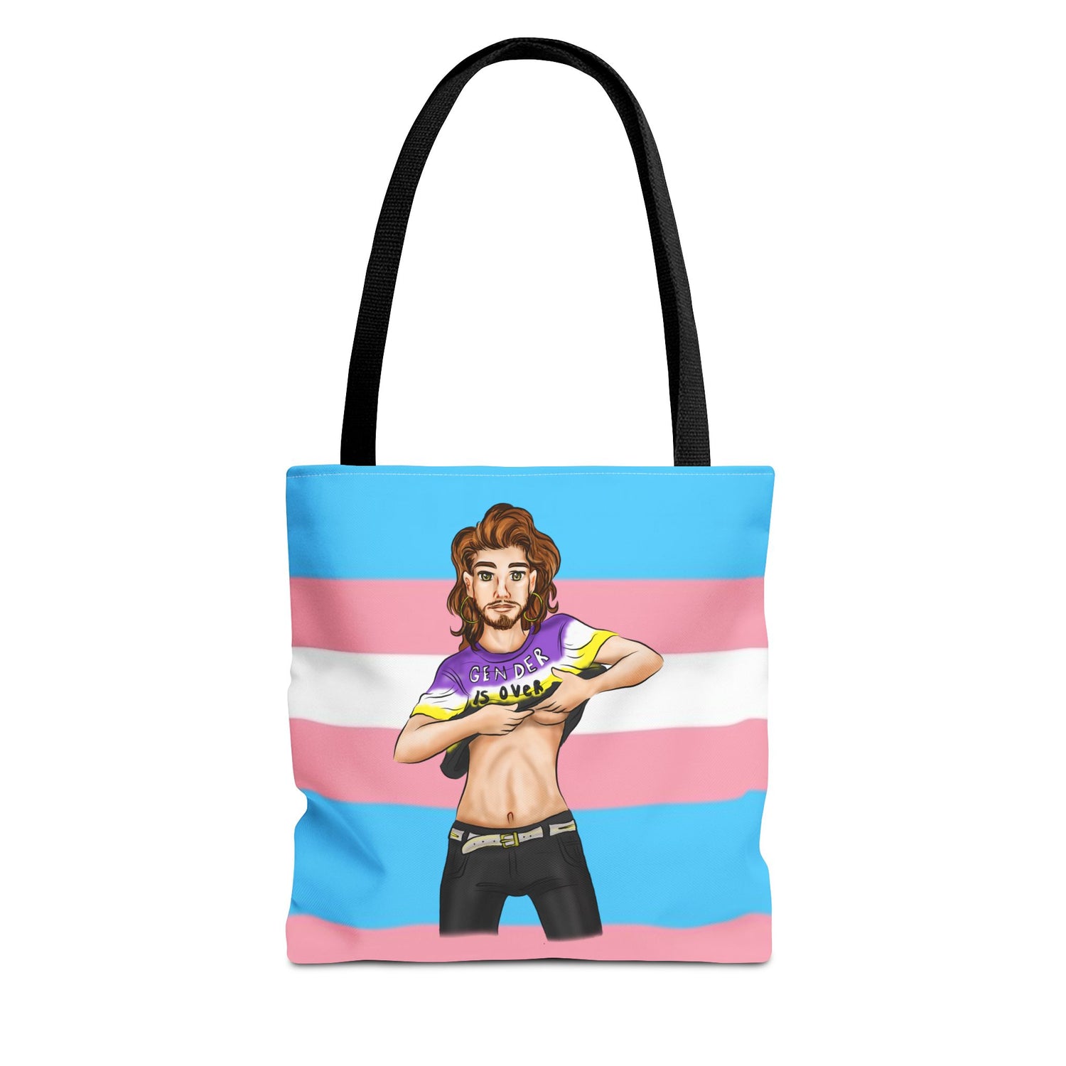 Trans Pride Tote Bag – “Gender Is Over” Art, Durable Polyester, Multiple Sizes | Inclusive LGBTQIA+ Accessory | Voce Lindx