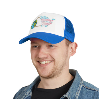 Trans Em Trans Mesh Cap – Gender-Free, Adjustable, Inclusive Pride Hat | Voce Lindx