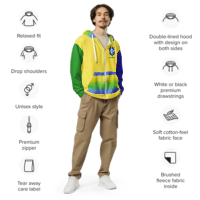 Brazil Flag Zip Hoodie – Soft Recycled Blend, Metal Zip &amp; Front Pockets | Statement Pride Wear by Voce Lindx