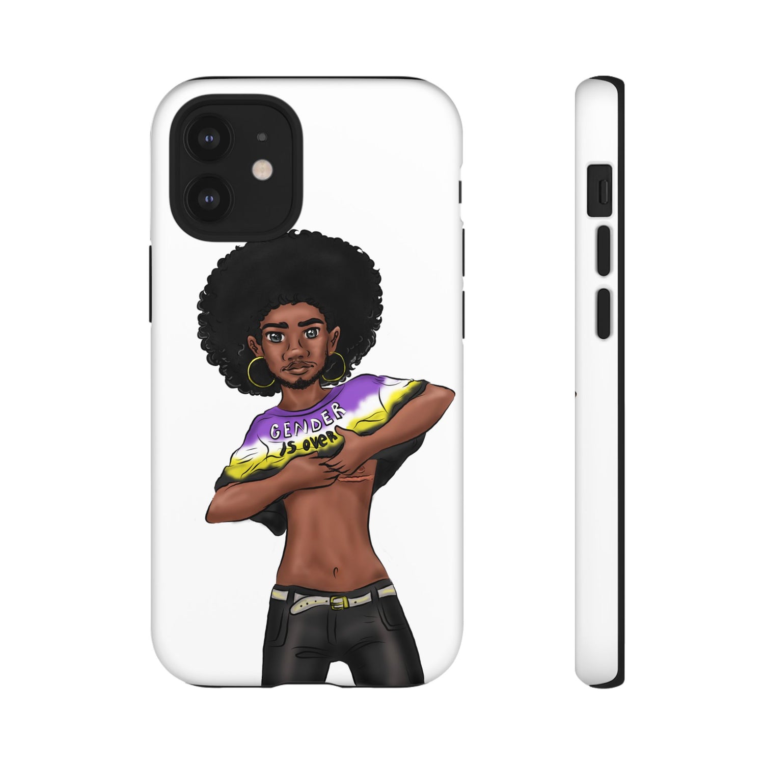 Gender Is Over Tough Phone Case – Gender-Free, Black Representation Art, Dual Layer Protection | Voce Lindx