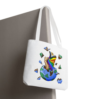 Progress Pride Flag Tote Bag – Breaking Barriers Art, Durable Polyester, Multiple Sizes | Inclusive LGBTQIA+ Accessory | Voce Lindx