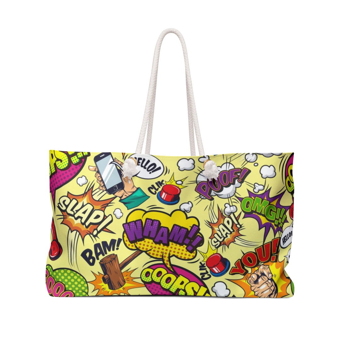 Pop Art Comic Weekender Bag – Oversized, Durable Polyester, Rope Handles | Inclusive Travel Tote | Voce Lindx