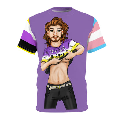 Gender Is Over Gender-Free Tee – Nonbinary &amp; Trans Pride Sleeves, Inclusive LGBTQIA+ Art, Lightweight Polyester | Voce Lindx