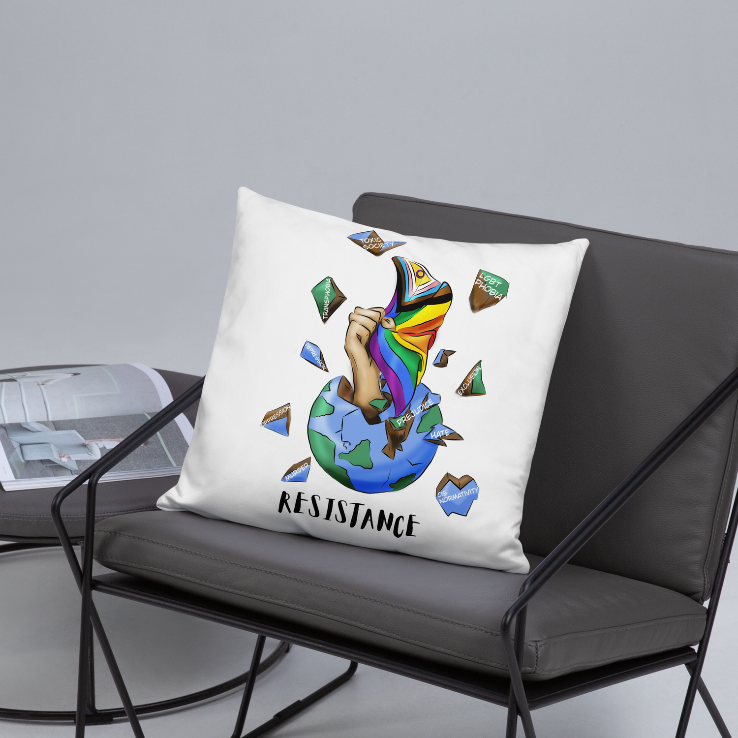 Basic Cushion – “Resistance Planet” Print | Decorative Square Throw Pillow | Voce Lindx