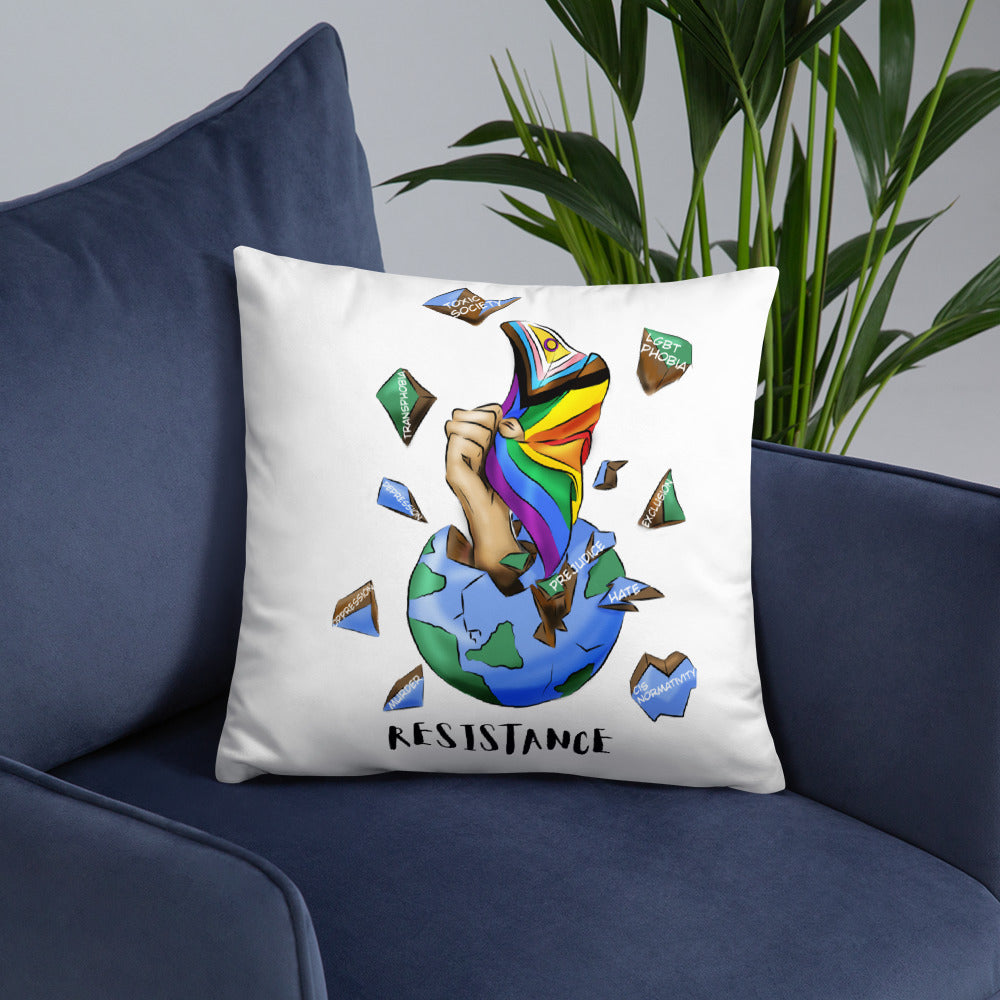 Basic Cushion – “Resistance Planet” Print | Decorative Square Throw Pillow | Voce Lindx