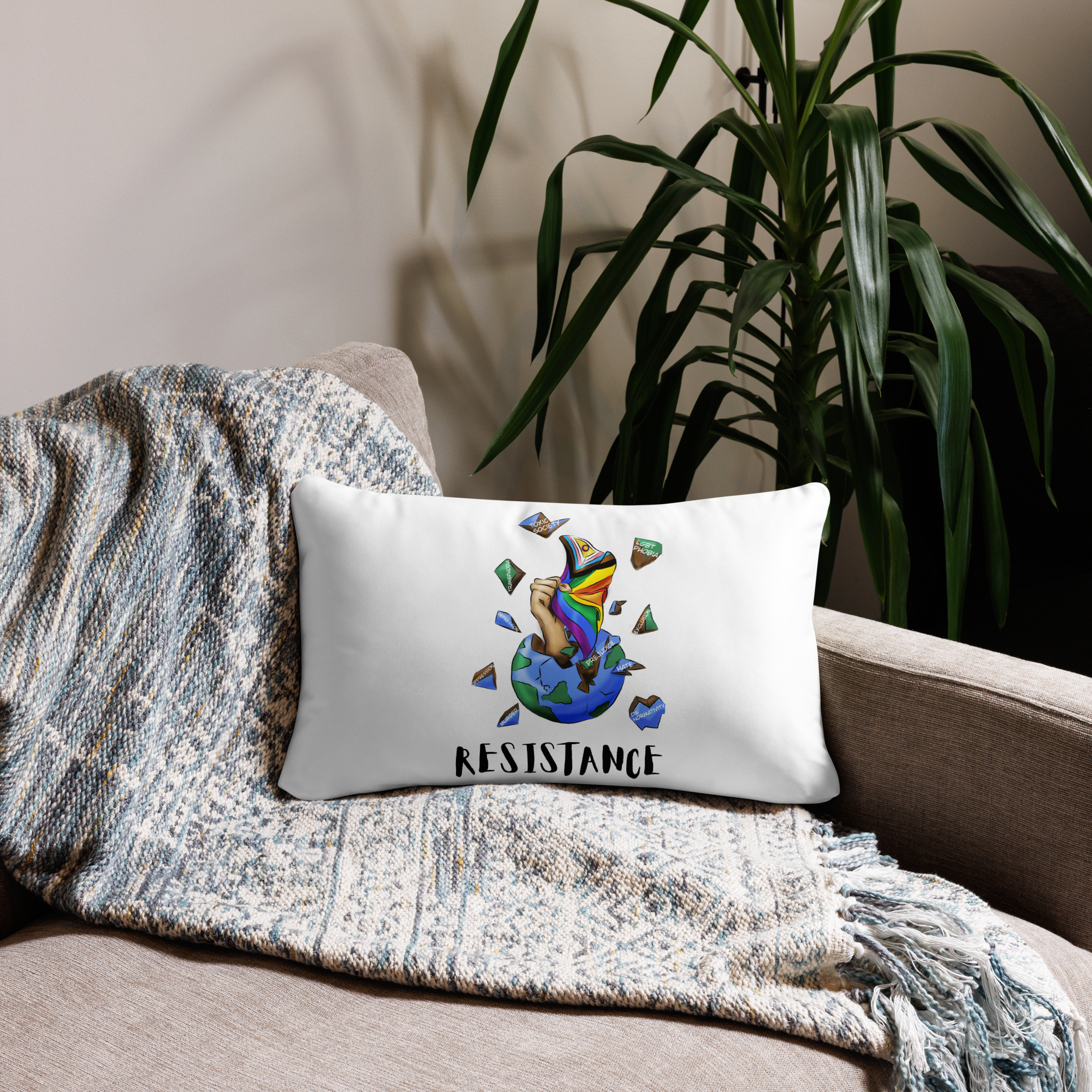 Basic Cushion – “Resistance Planet” Print | Decorative Square Throw Pillow | Voce Lindx