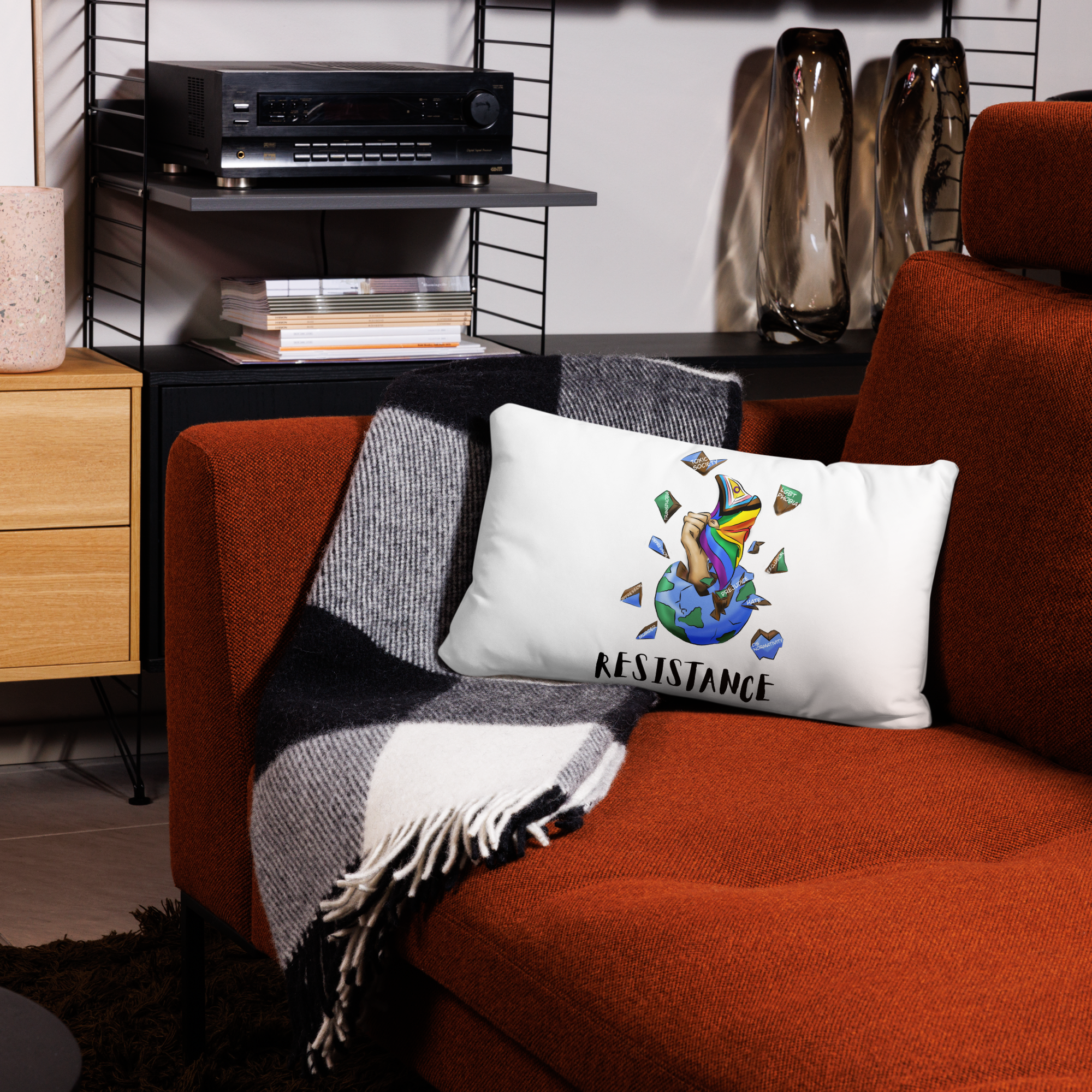 Basic Cushion – “Resistance Planet” Print | Decorative Square Throw Pillow | Voce Lindx