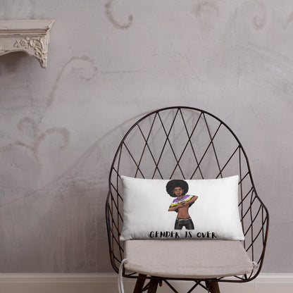 Basic Cushion – “Gender Is Over” Typography Print | Bold Square Throw Pillow | Voce Lindx