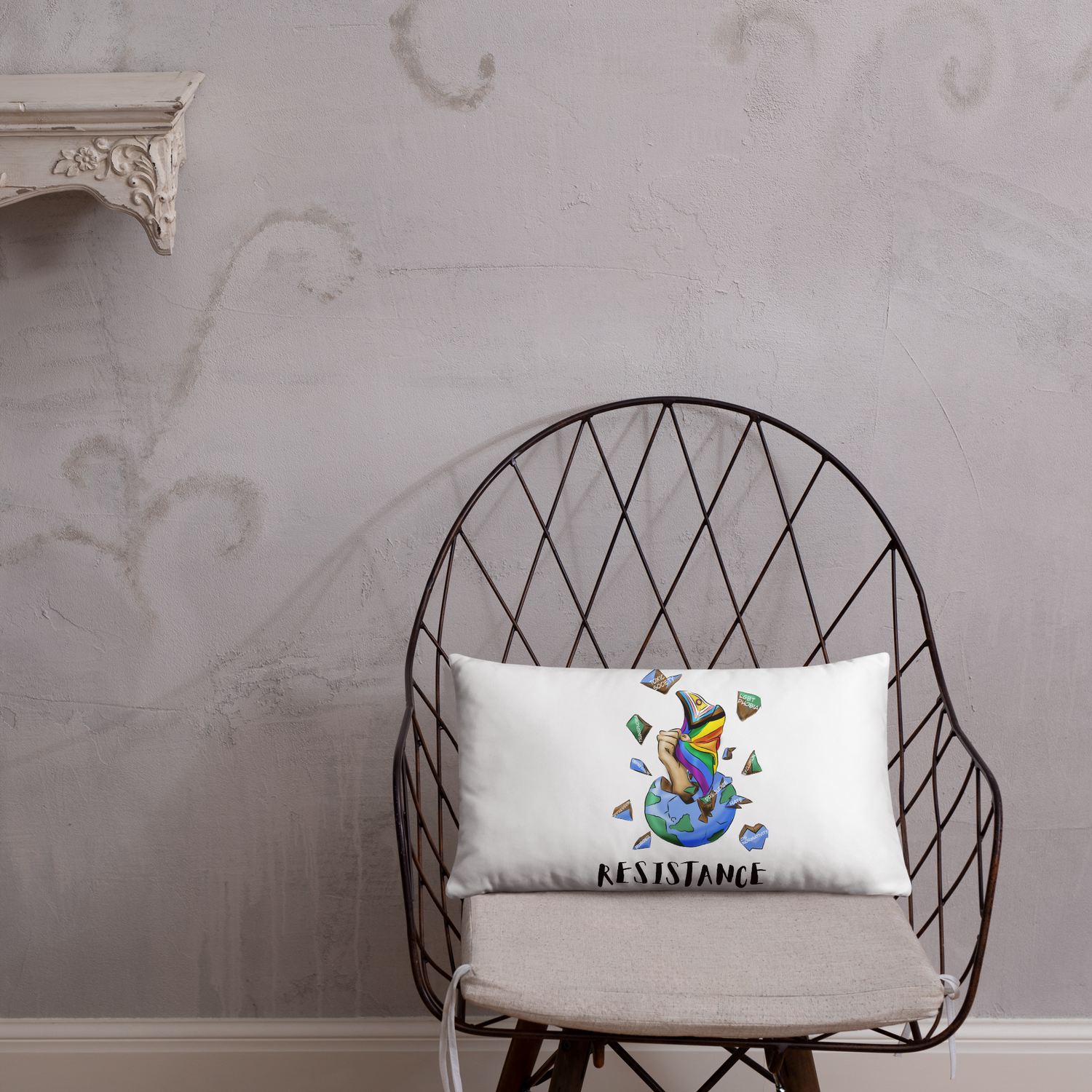 Basic Cushion – “Resistance Planet” Print | Decorative Square Throw Pillow | Voce Lindx