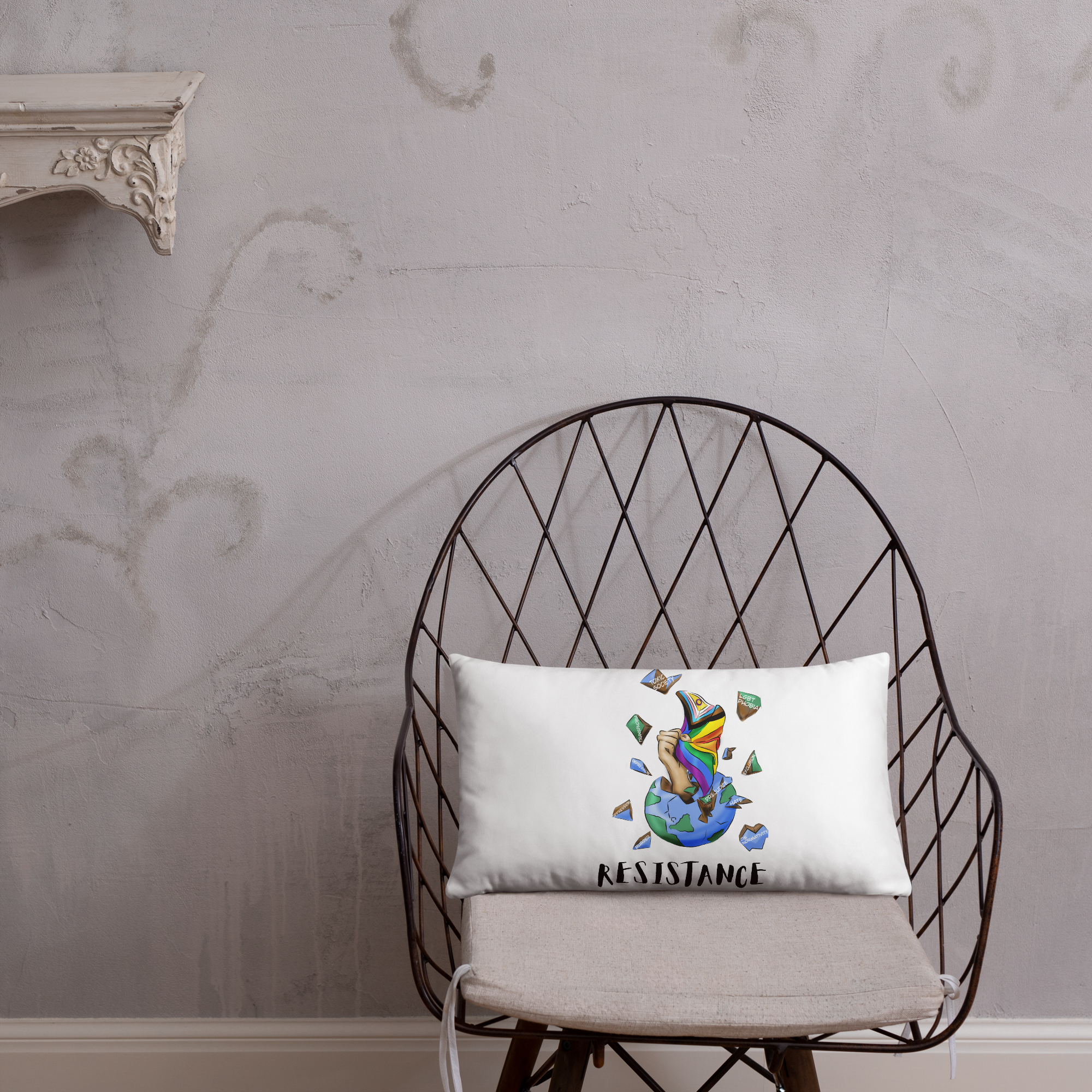 Basic Cushion – “Resistance Planet” Print | Decorative Square Throw Pillow | Voce Lindx