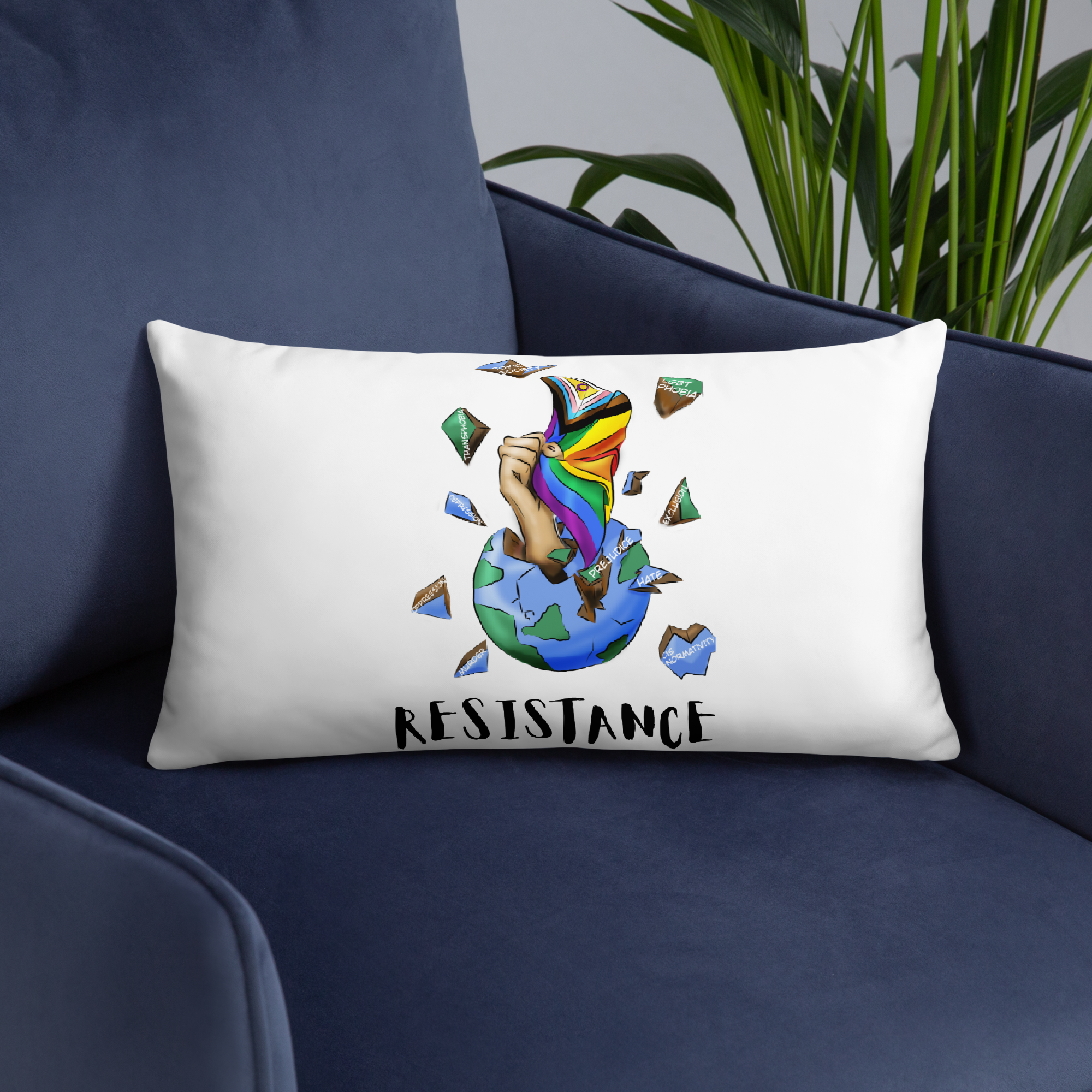 Basic Cushion – “Resistance Planet” Print | Decorative Square Throw Pillow | Voce Lindx