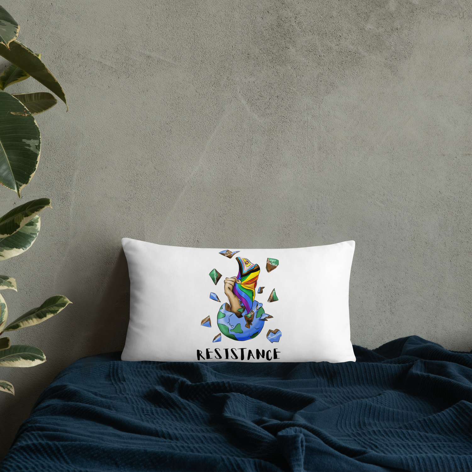 Basic Cushion – “Resistance Planet” Print | Decorative Square Throw Pillow | Voce Lindx