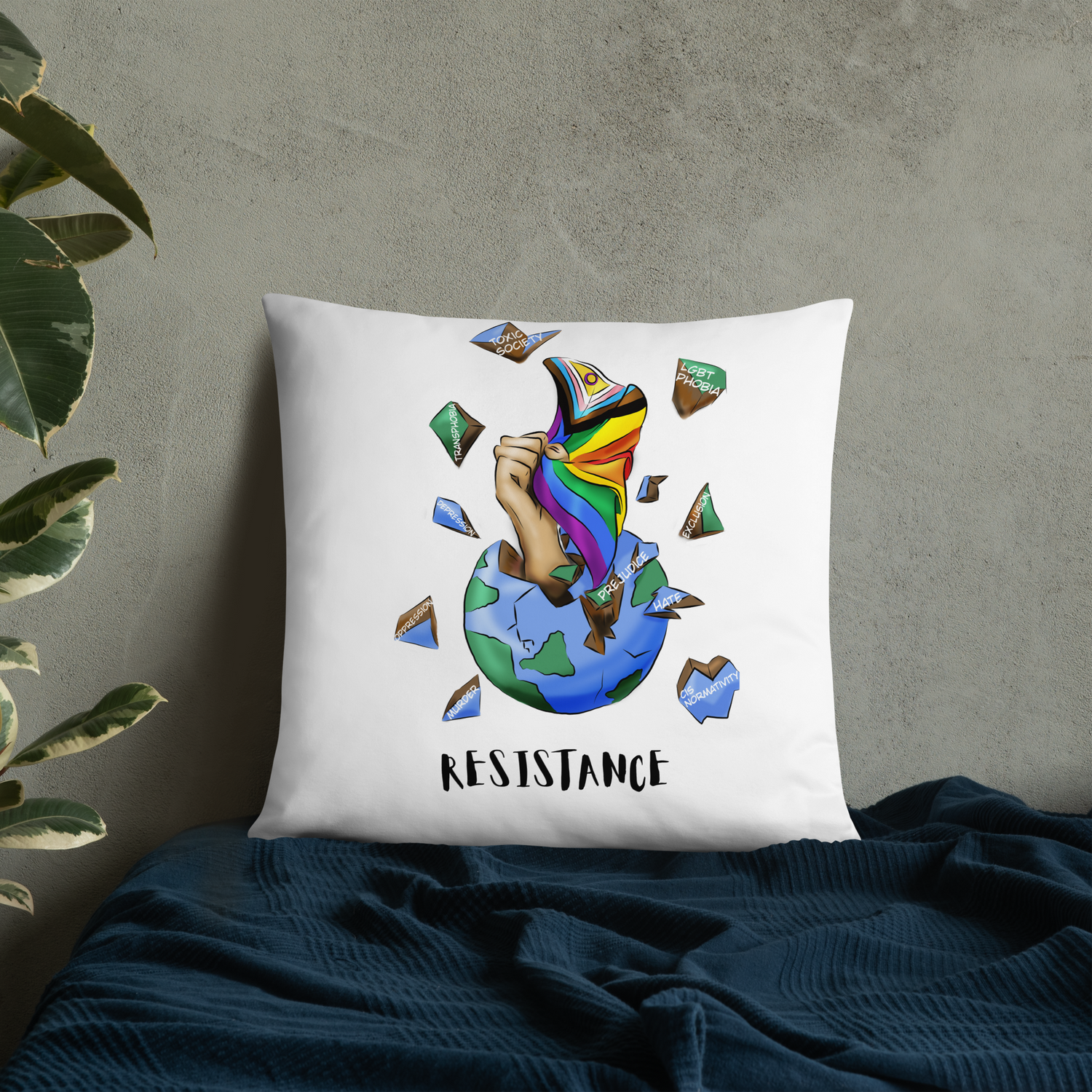Basic Cushion – “Resistance Planet” Print | Decorative Square Throw Pillow | Voce Lindx