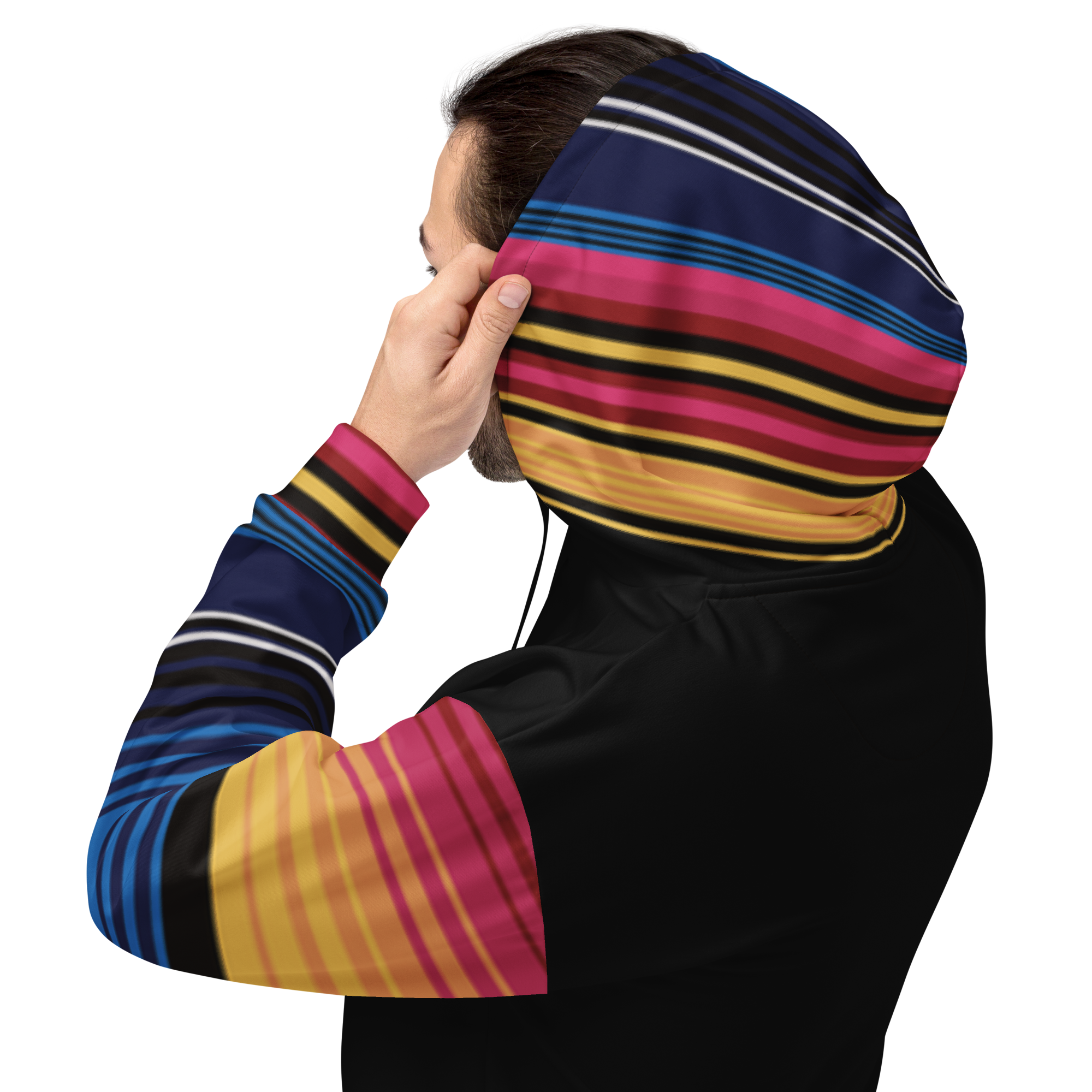 Colour Stripe Hoodie – Bold Style with Black Contrast