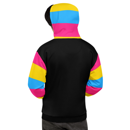 VOCE LINDX Pansexual Flag Hoodie – 95 % Recycled Polyester &amp; 5 % Spandex, Brushed Fleece, Flag Design