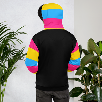 VOCE LINDX Pansexual Flag Hoodie – 95 % Recycled Polyester &amp; 5 % Spandex, Brushed Fleece, Flag Design