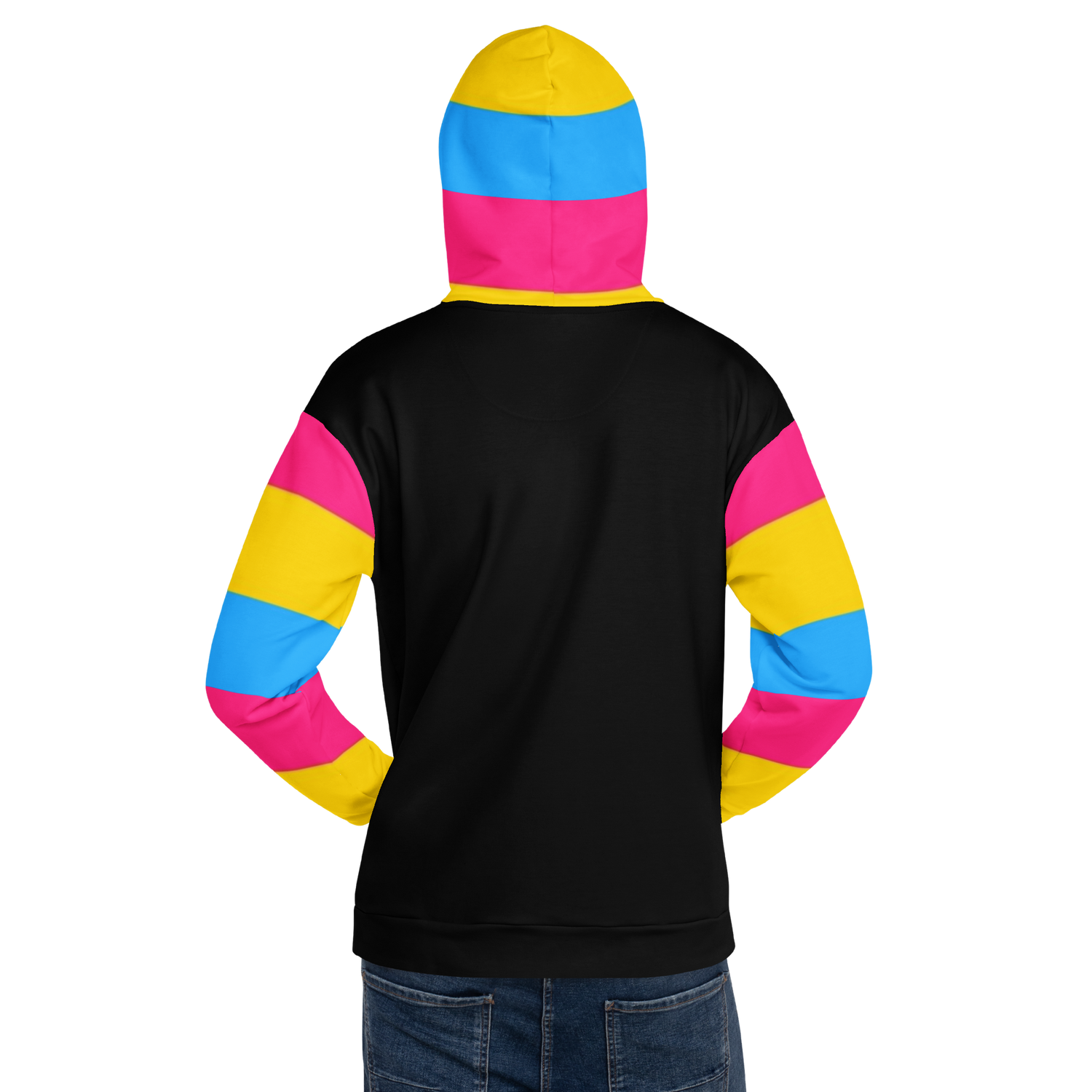 VOCE LINDX Pansexual Flag Hoodie – 95 % Recycled Polyester &amp; 5 % Spandex, Brushed Fleece, Flag Design