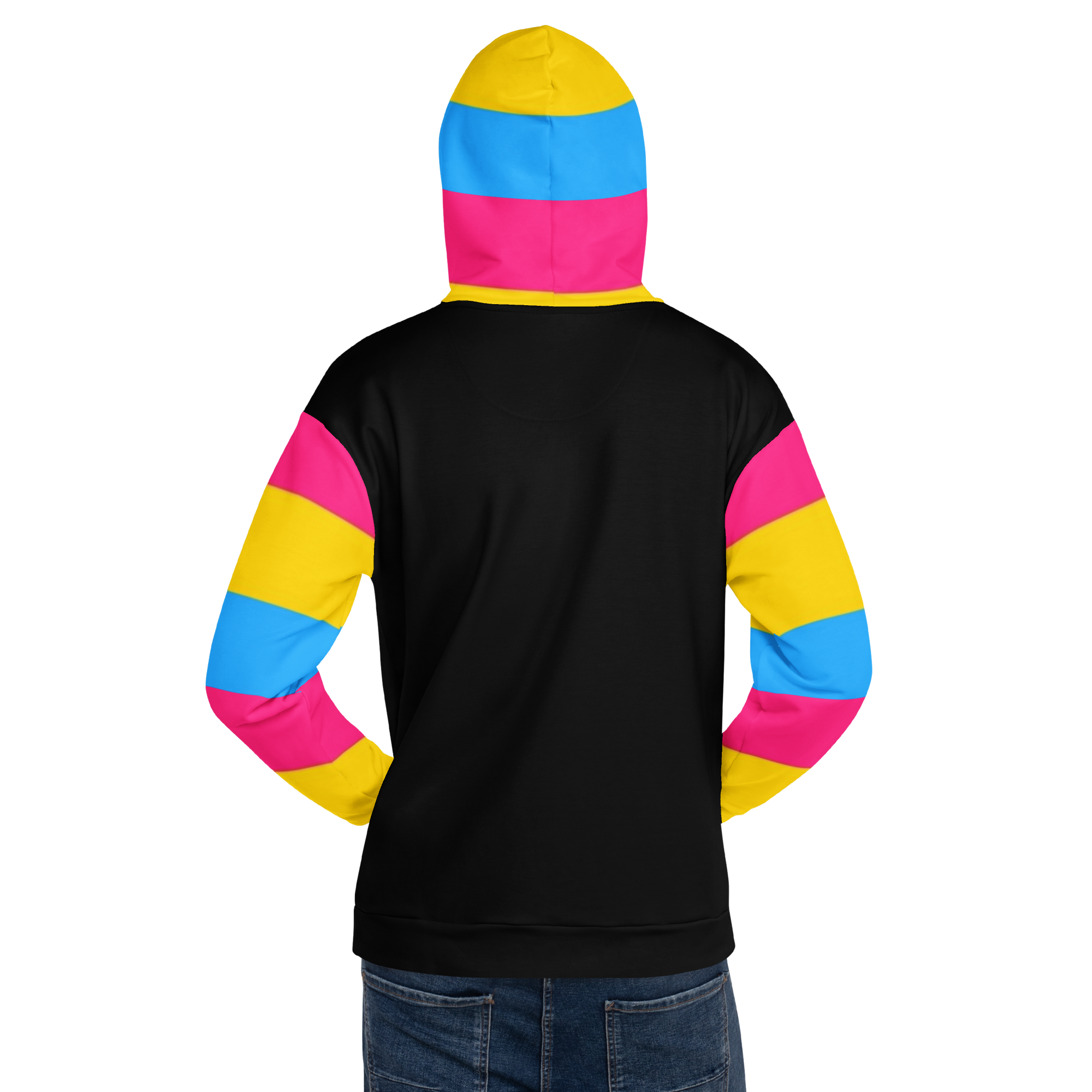 VOCE LINDX Pansexual Flag Hoodie – 95 % Recycled Polyester &amp; 5 % Spandex, Brushed Fleece, Flag Design