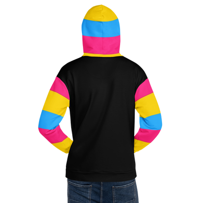 VOCE LINDX Pansexual Flag Hoodie – 95 % Recycled Polyester &amp; 5 % Spandex, Brushed Fleece, Flag Design