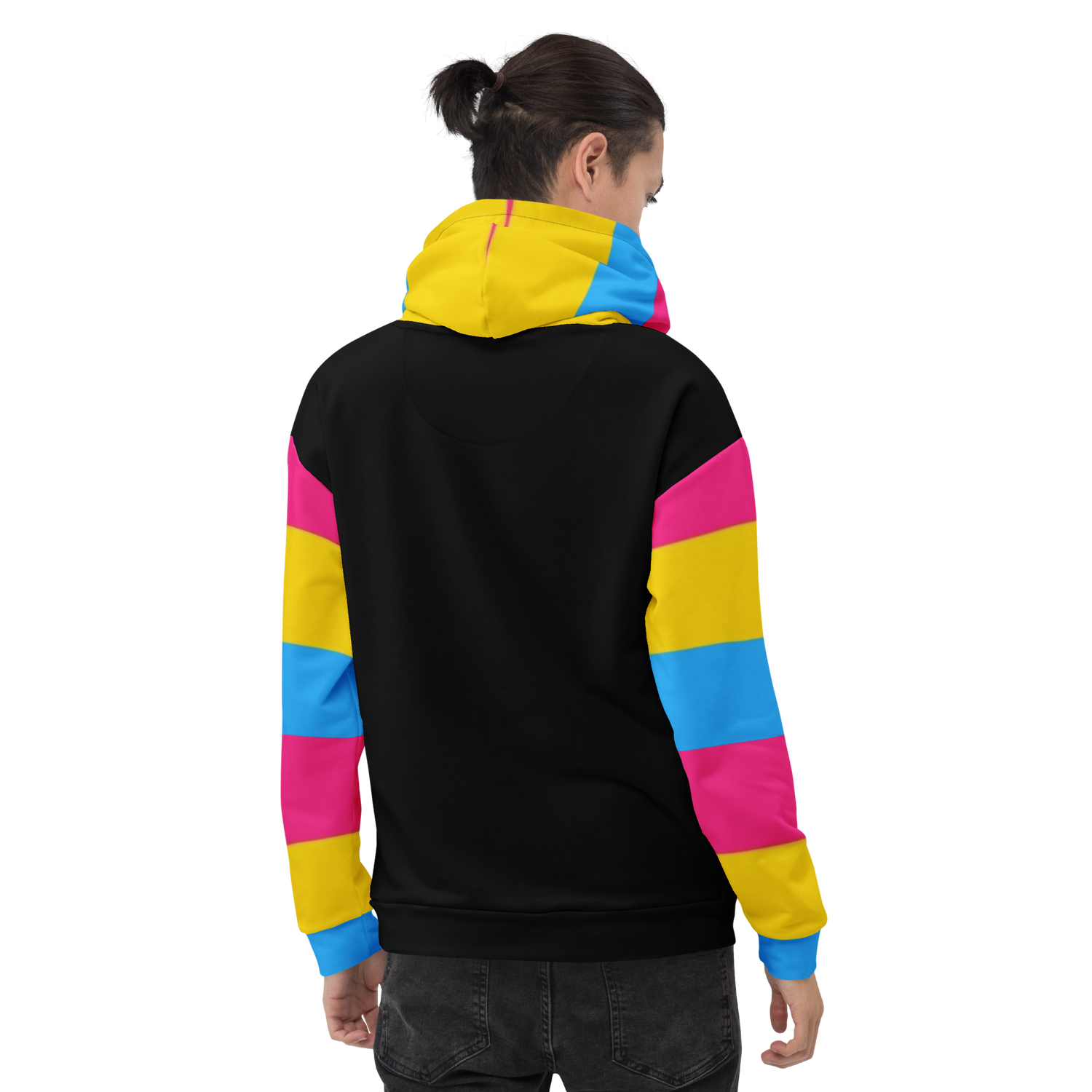VOCE LINDX Pansexual Flag Hoodie – 95 % Recycled Polyester &amp; 5 % Spandex, Brushed Fleece, Flag Design