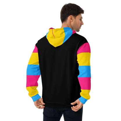 VOCE LINDX Pansexual Flag Hoodie – 95 % Recycled Polyester &amp; 5 % Spandex, Brushed Fleece, Flag Design