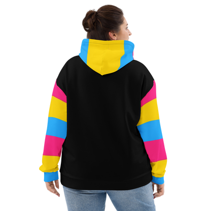 VOCE LINDX Pansexual Flag Hoodie – 95 % Recycled Polyester &amp; 5 % Spandex, Brushed Fleece, Flag Design