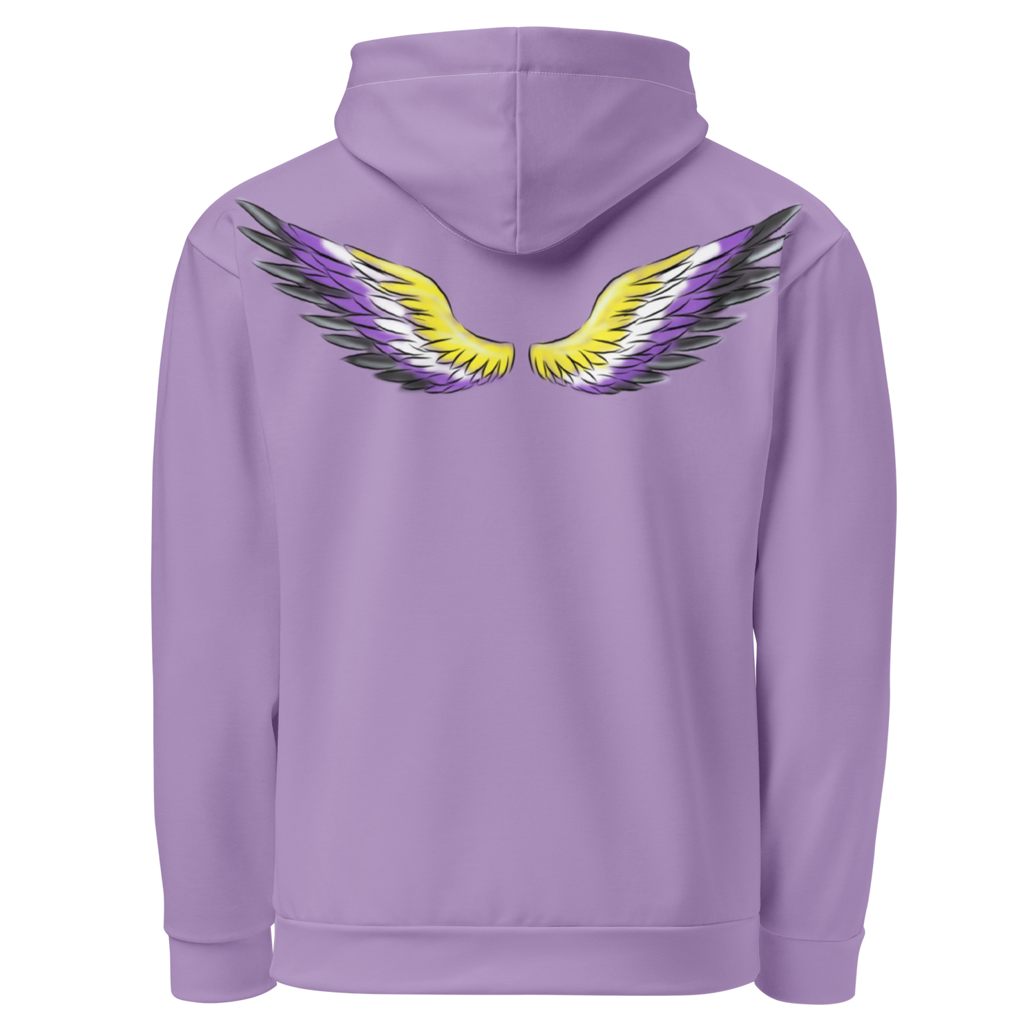 Purple Gradient Hoodie with Non-Binary Pride Wings – Inclusive Fit, Eco-Friendly Cotton Blend