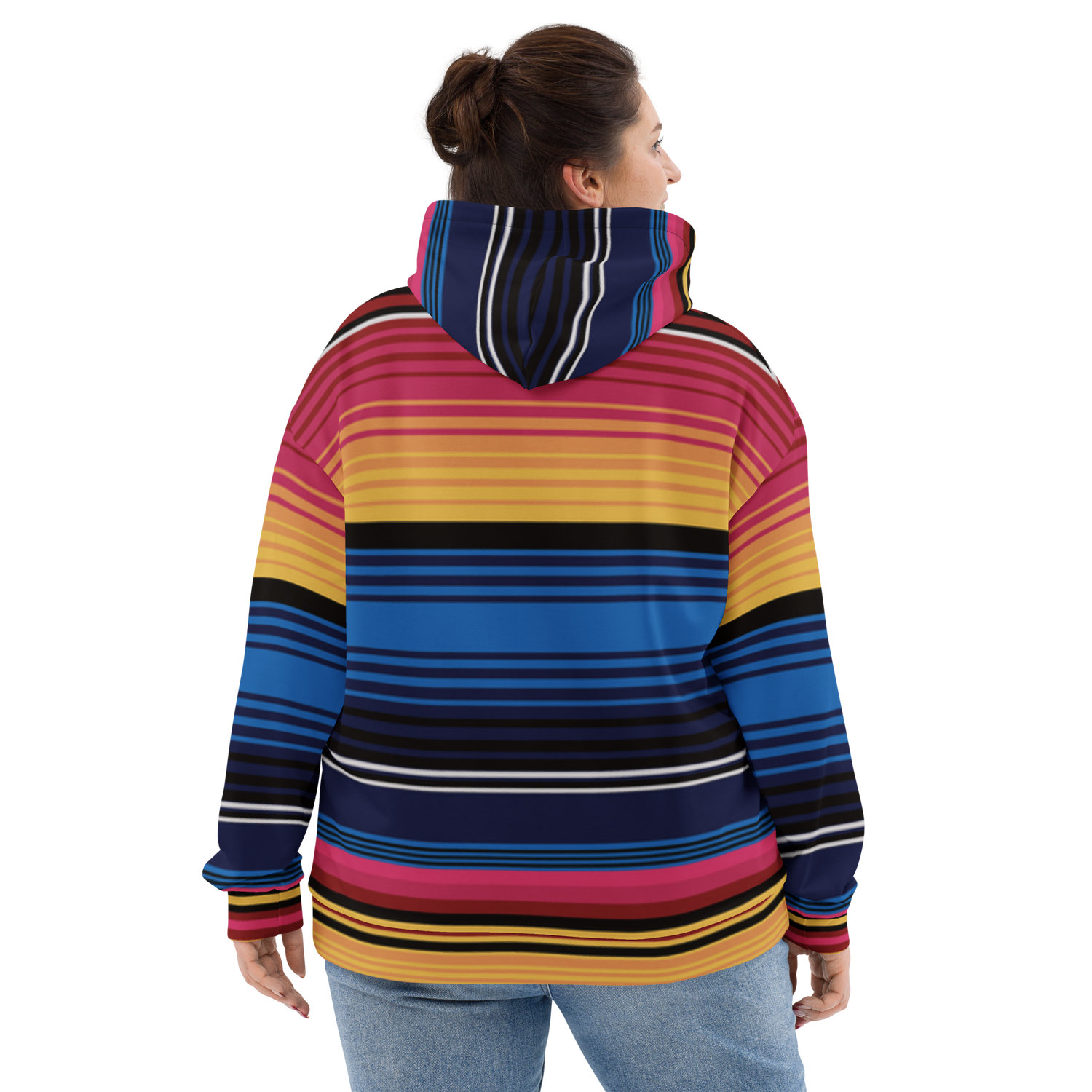Coloured Stripe Hoodie – Vibrant Band Print | Relaxed Cotton-Blend Sweatshirt