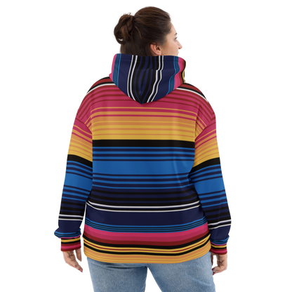 Coloured Stripe Hoodie – Vibrant Band Print | Relaxed Cotton-Blend Sweatshirt