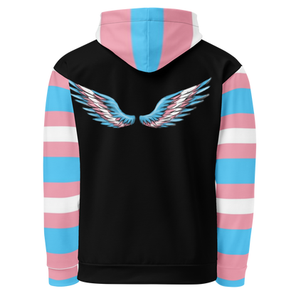 Transgender Pride Flag Hoodie – Light Blue, Pink and White | Inclusive and Comfortable