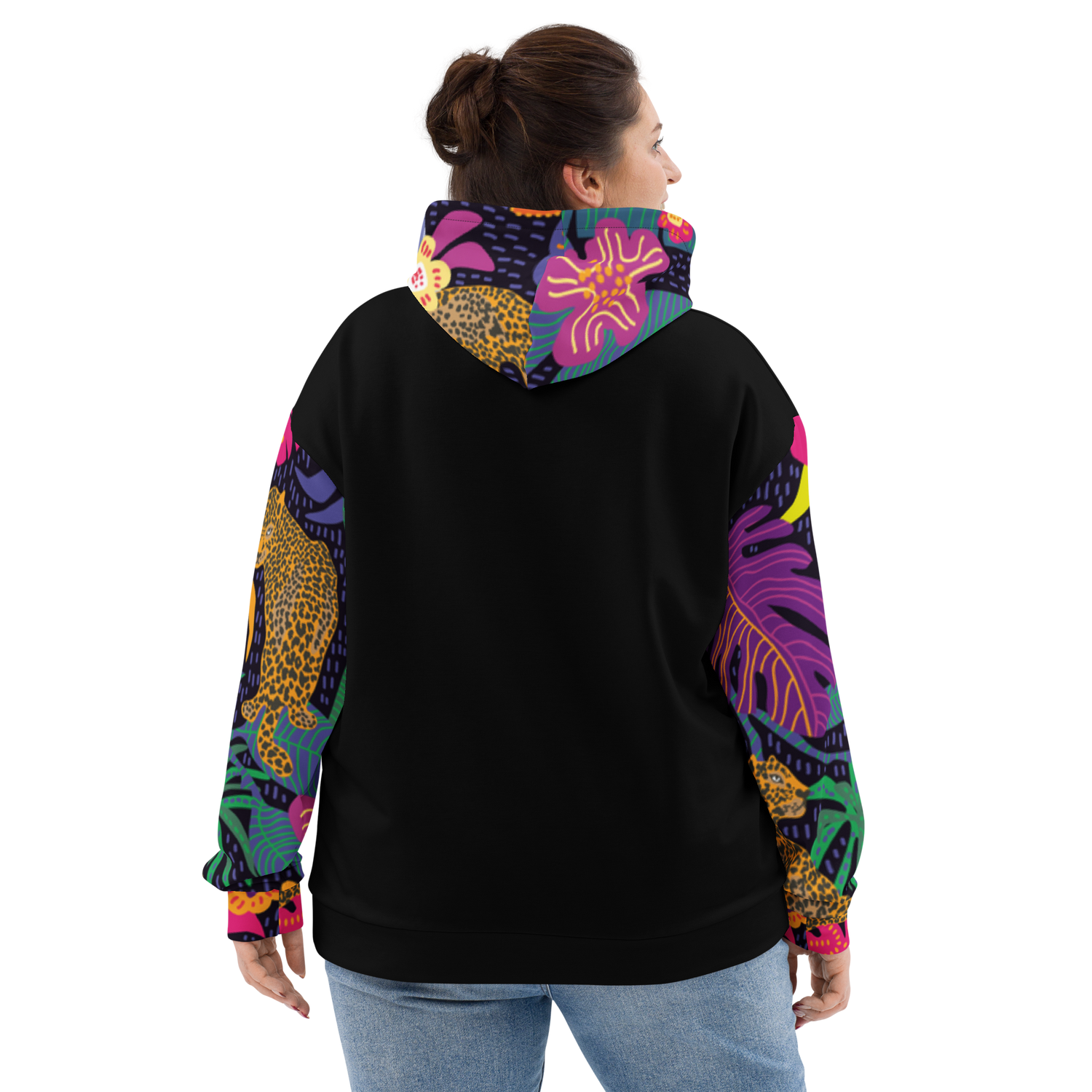 Floral Jaguar Hoodie – Colourful Print with Botanical Motifs | Bold &amp; Artistic Streetwear