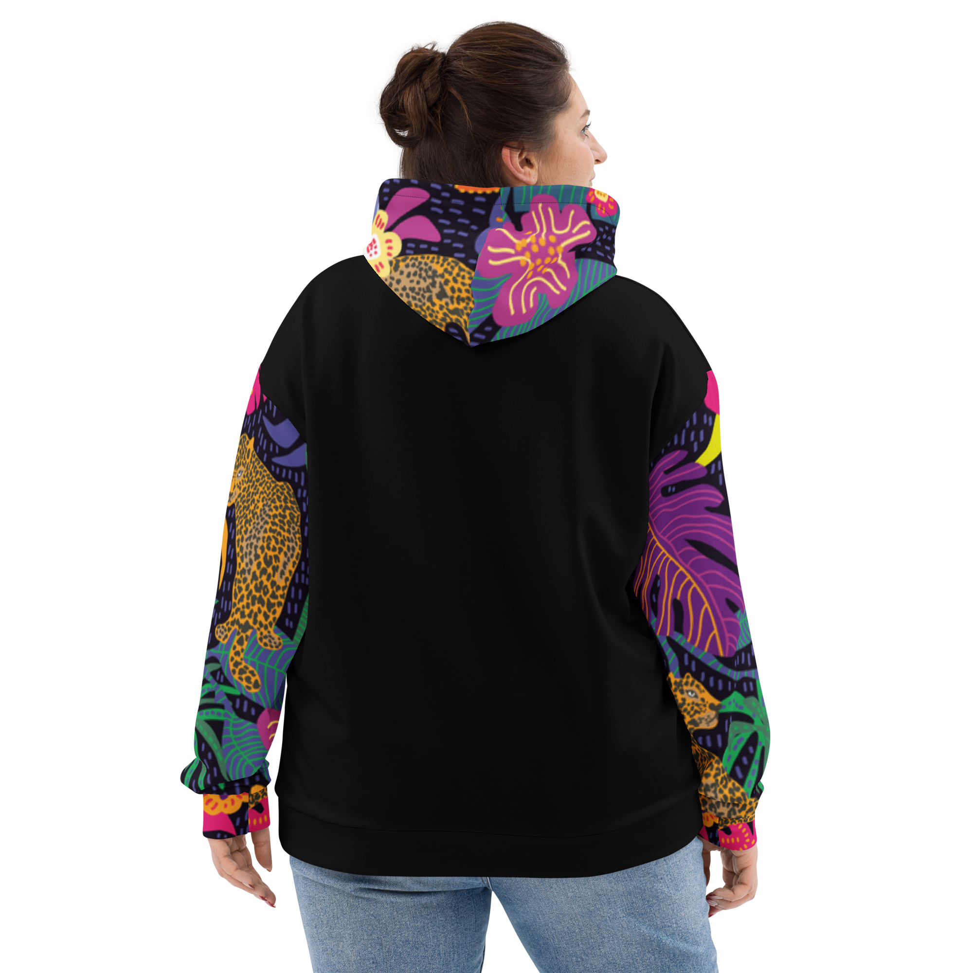 Floral Jaguar Hoodie – Colourful Print with Botanical Motifs | Bold &amp; Artistic Streetwear
