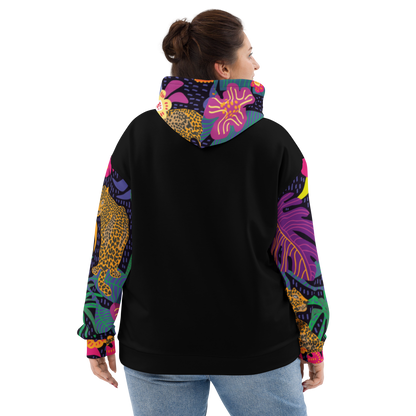 Floral Jaguar Hoodie – Colourful Print with Botanical Motifs | Bold &amp; Artistic Streetwear
