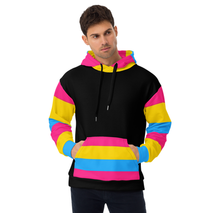 VOCE LINDX Pansexual Flag Hoodie – 95 % Recycled Polyester &amp; 5 % Spandex, Brushed Fleece, Flag Design