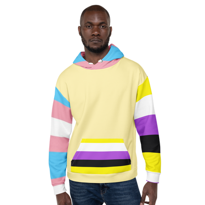 Trans + Non-Binary Flag Hoodie – Inclusive Pride Fashion | Comfortable &amp; Gender-Free Statement Wear