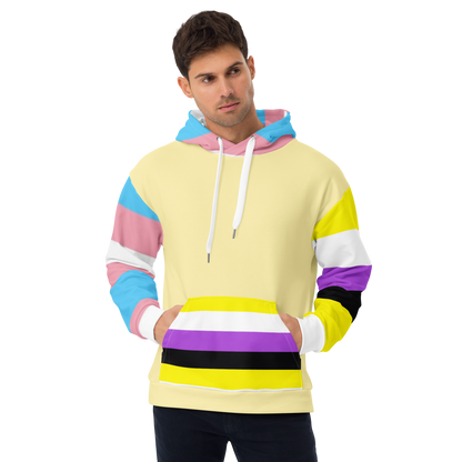 Trans + Non-Binary Flag Hoodie – Inclusive Pride Fashion | Comfortable &amp; Gender-Free Statement Wear