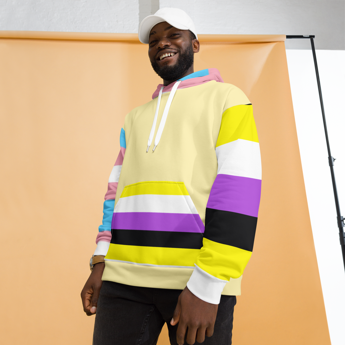 Trans + Non-Binary Flag Hoodie – Inclusive Pride Fashion | Comfortable &amp; Gender-Free Statement Wear