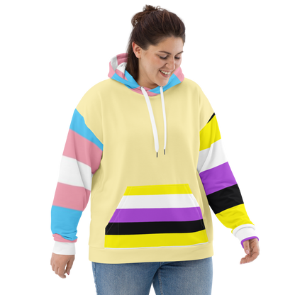 Trans + Non-Binary Flag Hoodie – Inclusive Pride Fashion | Comfortable &amp; Gender-Free Statement Wear