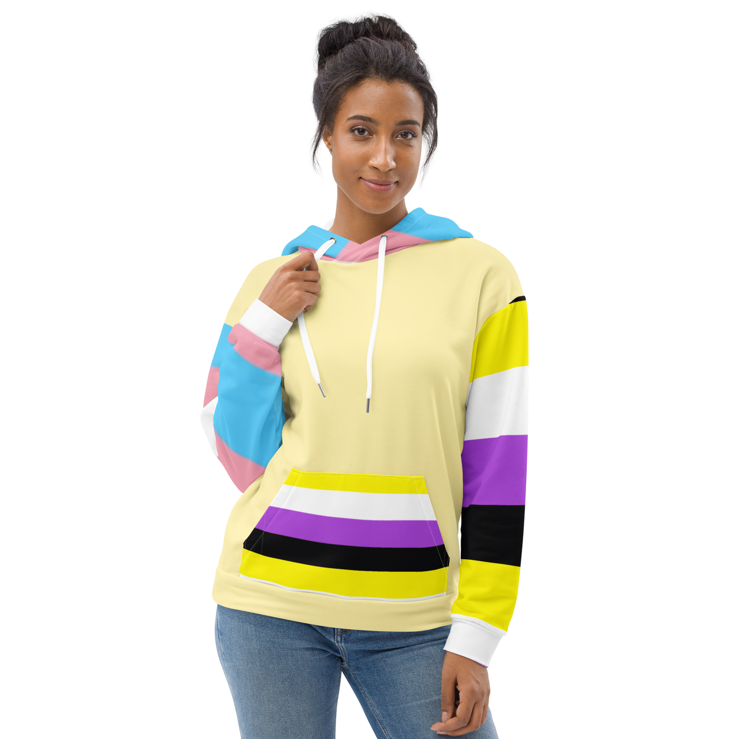 Trans + Non-Binary Flag Hoodie – Inclusive Pride Fashion | Comfortable &amp; Gender-Free Statement Wear