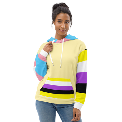 Trans + Non-Binary Flag Hoodie – Inclusive Pride Fashion | Comfortable &amp; Gender-Free Statement Wear